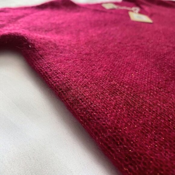 NWT DES PETITS HAUTS ANAHI RASPBERRY METALLIC SUPERKID MOHAIR SILK BLEND SWEATER - Picture 7 of 10